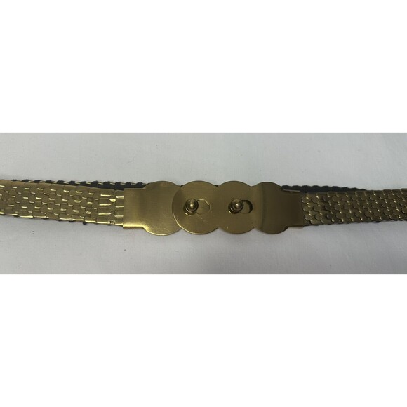 Vintage Women's Gold Disco Fish Scale Stretch Elastic Belt Metal - Picture 2 of 6